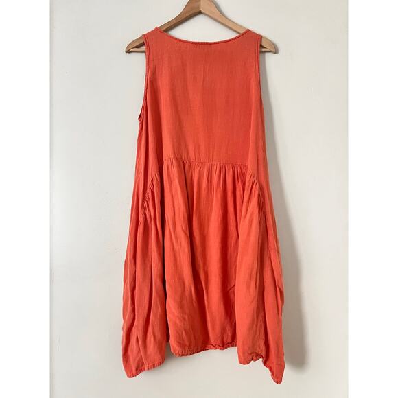Orientique Naturally Australian Orange Asymmetrical Trapeze Linen Cotton M - Picture 2 of 7
